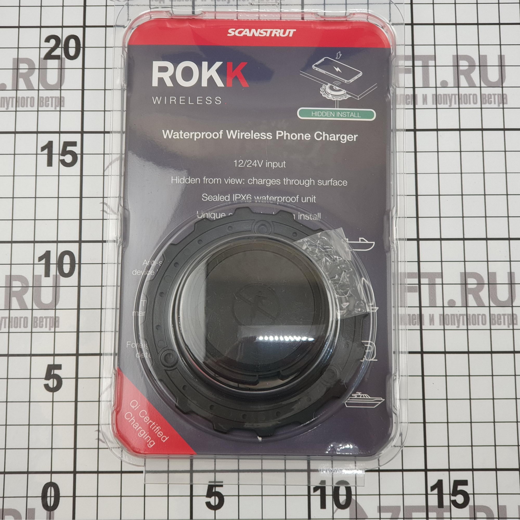 Купить Беспроводное зарядное Qi устройство водонепроницаемое Scanstrut ROKK Wireless SC-CW-01E 12/24 В скрытое 7ft.ru в интернет магазине Семь Футов
