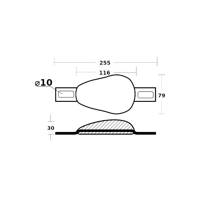 Купить Алюминиевый каплевидный анод Tecnoseal 00350BAL 120x78х25мм с болтовым креплением 230x25x5мм 7ft.ru в интернет магазине Семь Футов