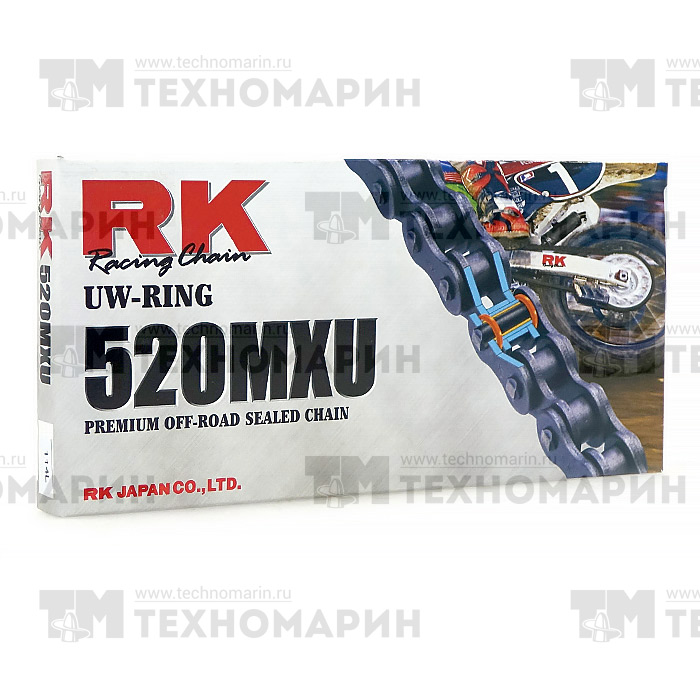 Купить Цепь для мотоцикла до 500 см³ (с сальниками UW-RING) 520MXU-114 RK Chains 7ft.ru в интернет магазине Семь Футов