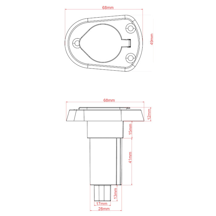 Купить Основание мачты Anheart Marine B011500-S 68х49х12мм 10-30В наклон 90° для установки съёмных топовых огней из чёрного пластика 7ft.ru в интернет магазине Семь Футов