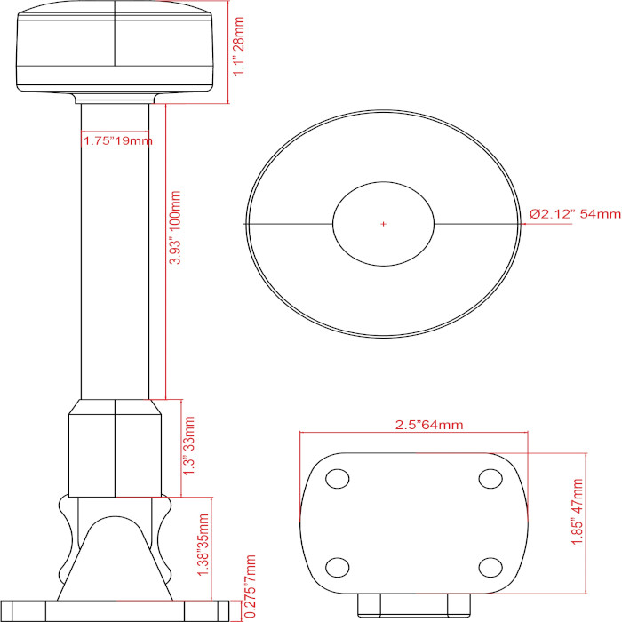Купить Огонь круговой светодиодный на наклонной стойке 205 мм, нержавеющая сталь B011284-9 7ft.ru в интернет магазине Семь Футов