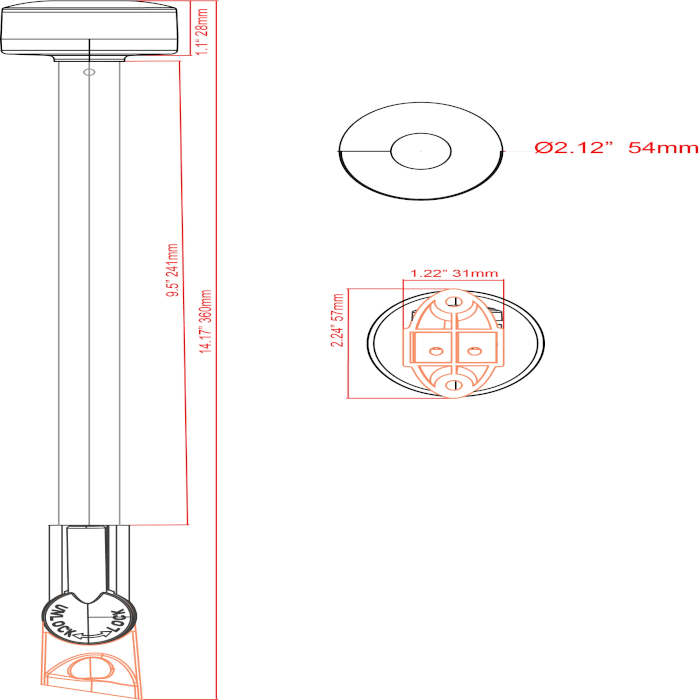 Купить Огонь круговой светодиодный на наклонной стойке 360 мм, нержавеющая сталь B011384 7ft.ru в интернет магазине Семь Футов