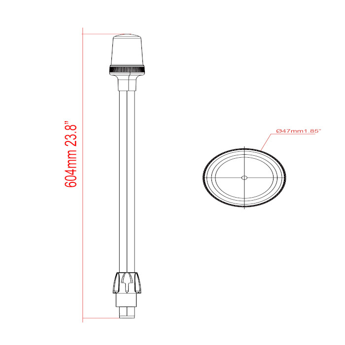 Купить Круговой огонь Anheart Marine B011580 604мм 12/24В 2,5Вт IP65 360° белый свет 4000-4500К светодиодный на съёмной стойке из чёрного пластика и нержавеющей стали 7ft.ru в интернет магазине Семь Футов