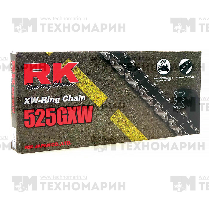 Купить Цепь для мотоцикла до 1300 см³ (с сальниками XW-RING) 525GXW-114 RK Chains 7ft.ru в интернет магазине Семь Футов