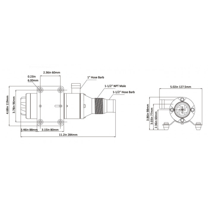 Купить Фекальный насос с измельчителем SeaFlo 01 SFMP2-120-01 284x127,5x98мм 24В 6А 45л/мин 7ft.ru в интернет магазине Семь Футов