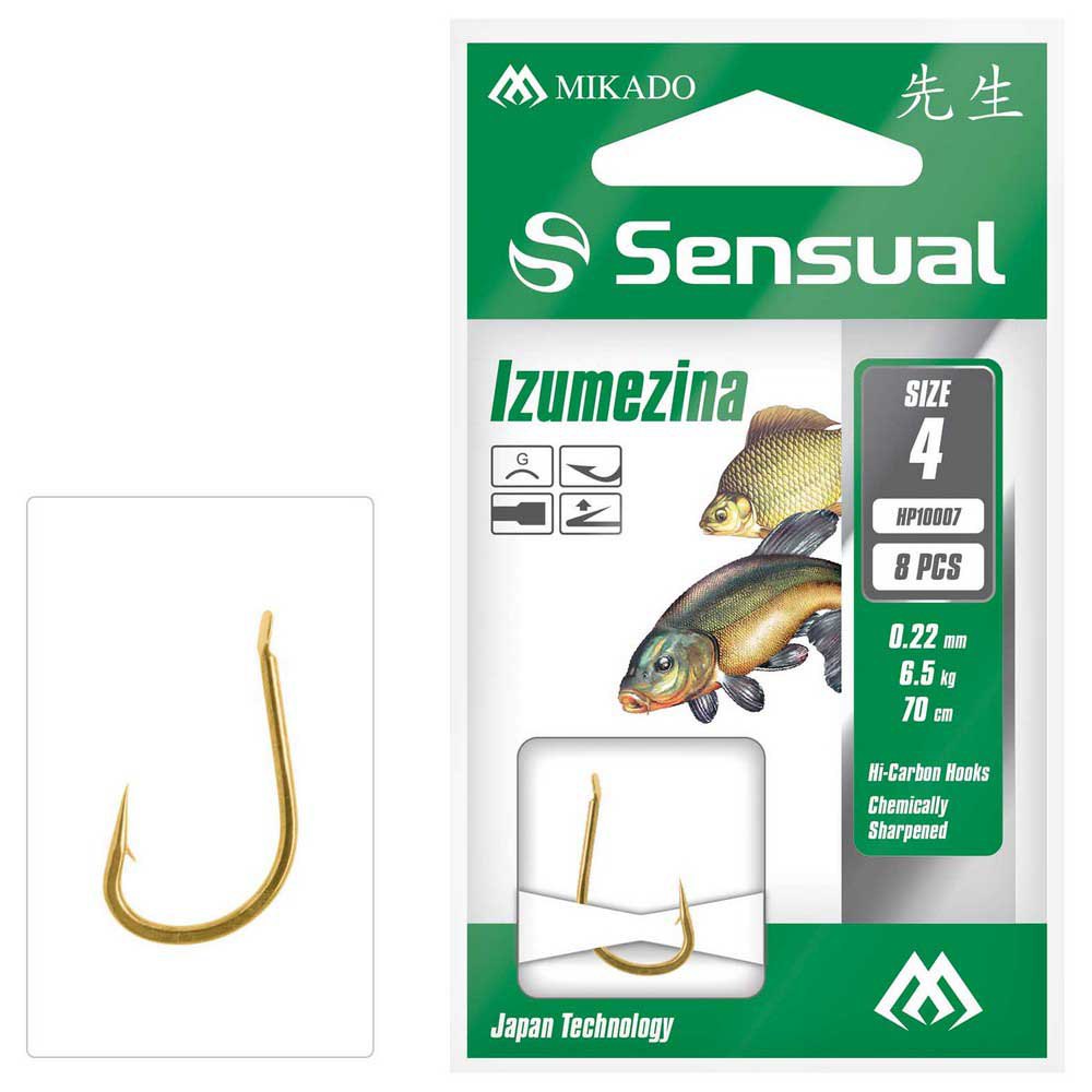 Купить Mikado HP10007-8G-018 Snelled Sensual Izumezina 0.180 mm Связанные Крючки Золотистый Gold 8 7ft.ru в интернет магазине Семь Футов