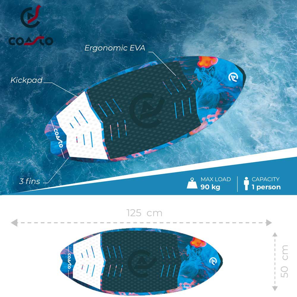 Купить Coasto PB-CWKSOPAL Opal wakesurf skim  Blue 125 cm 7ft.ru в интернет магазине Семь Футов