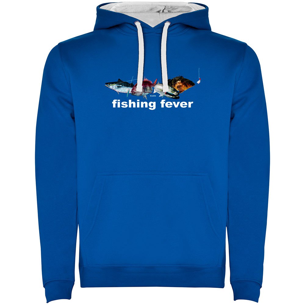 Купить Kruskis SU1067020501K034 Толстовка с капюшоном Fishing Fever Two-Colour Голубой Royal Blue / White M 7ft.ru в интернет магазине Семь Футов