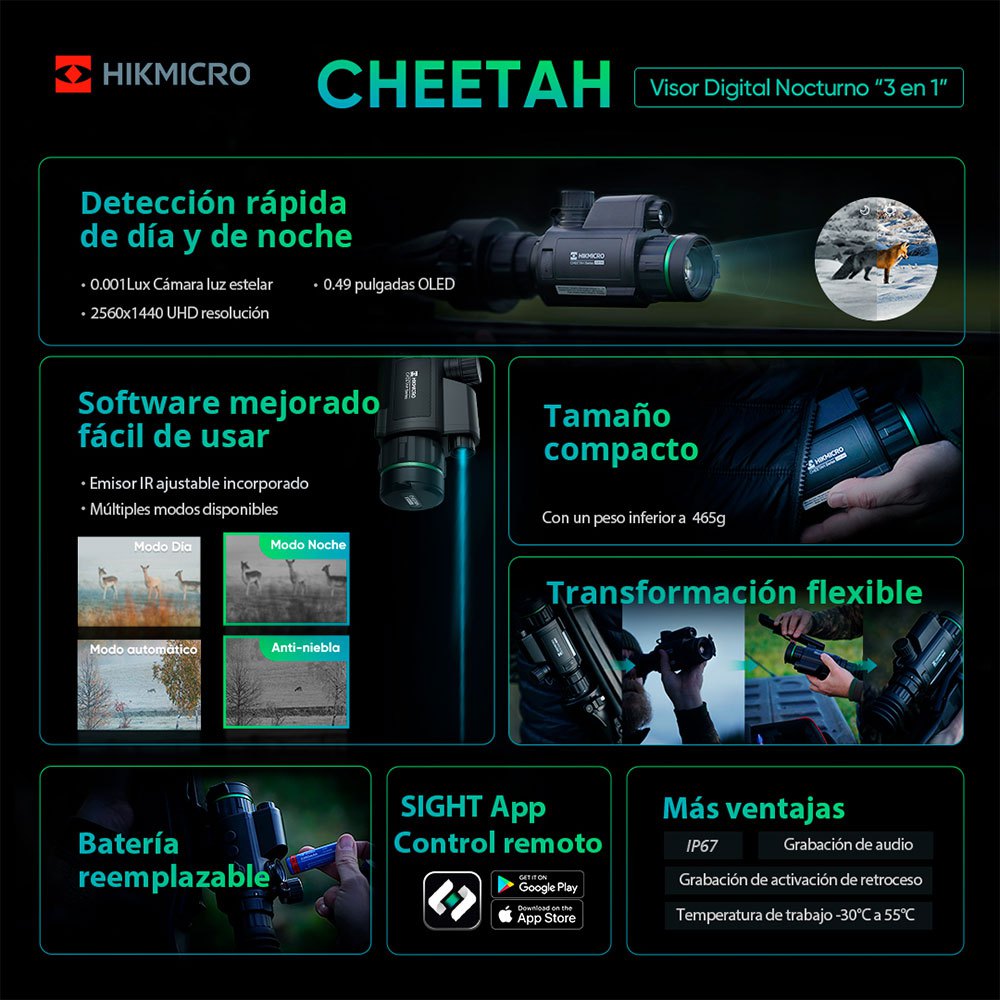 Купить Hikmicro HM-801 Cheetah C32F-RN IR 940 nm Цифровой ночной зритель Серебристый Black 182.8 x 70 x 87.2 mm 7ft.ru в интернет магазине Семь Футов