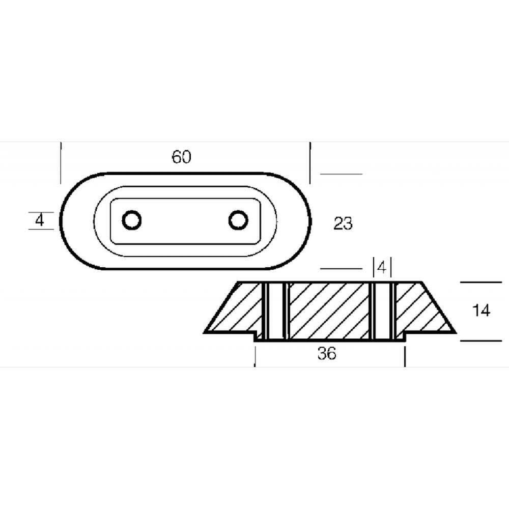 Купить Tecnoseal 2626951 2-15HP Цинковая пластина Анод  Silver 60 x 23 x 14 mm  7ft.ru в интернет магазине Семь Футов