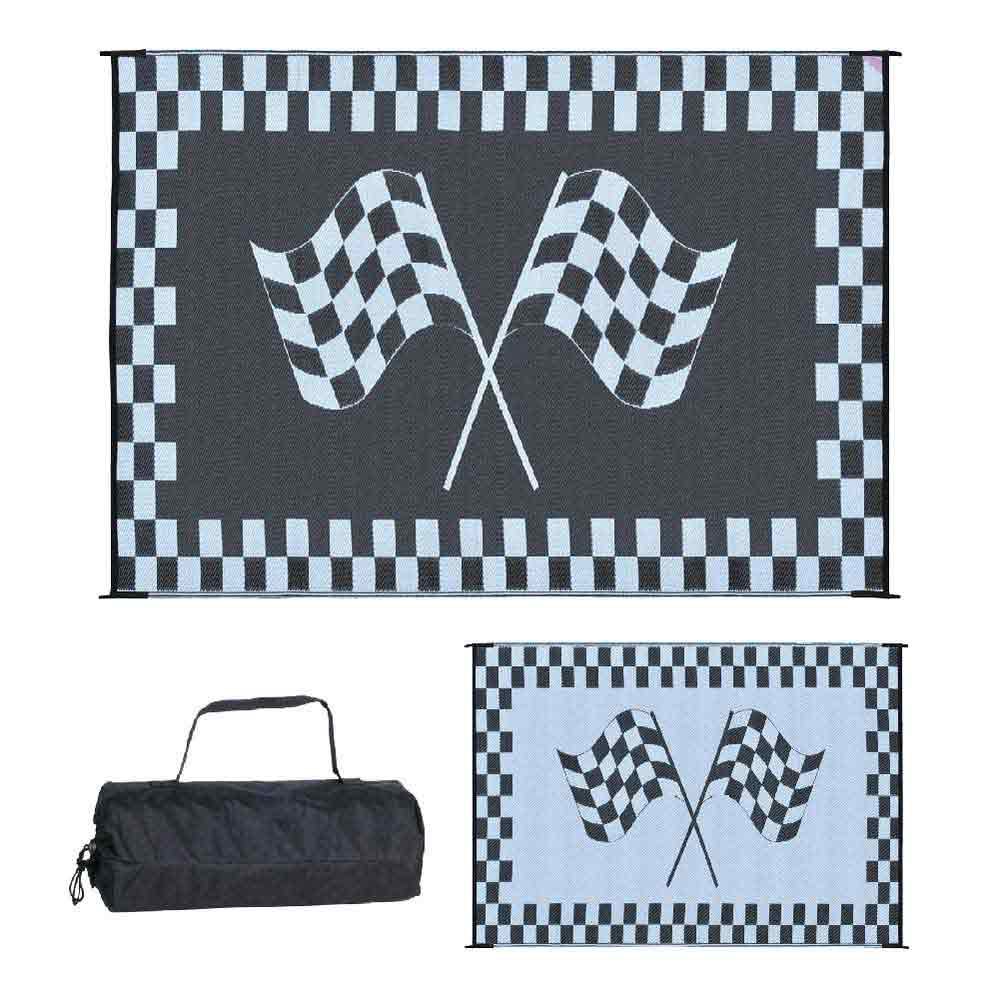 Купить Stylish camping 672-RF8201 ковер Racing Flag  Black / White 2.43 x 6 m 7ft.ru в интернет магазине Семь Футов