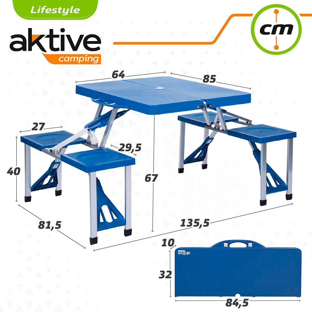 Купить Aktive 52892 85x64x67 cm Стол с сиденьем Голубой Blue 7ft.ru в интернет магазине Семь Футов