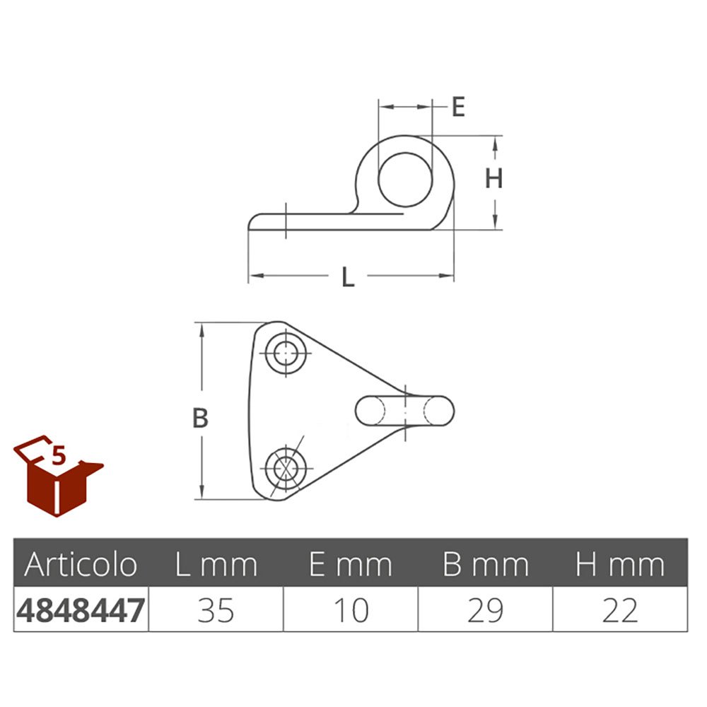 Купить Forniture nautiche italiane 4848447 Кольцевая пластина Серебристый Silver 35 x 29 x 22 mm  7ft.ru в интернет магазине Семь Футов