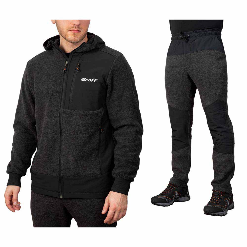 Купить Graff 233-P-BL-XL Толстовка на молнии Outdoor 233PBL Черный Black / Grey XL 7ft.ru в интернет магазине Семь Футов