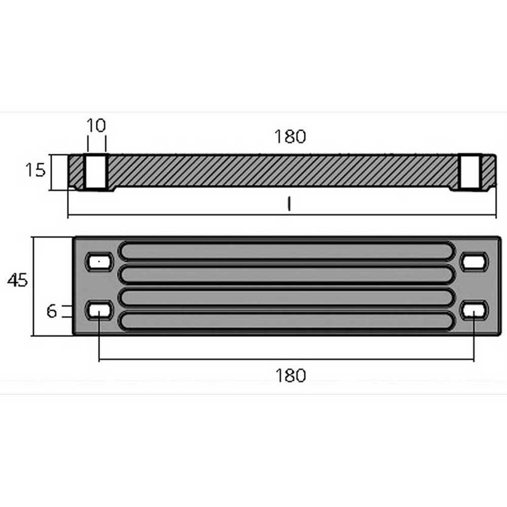 Купить Tecnoseal 2626455 Yamaha 200-300HP Цинковый стержень Анод  Silver 180 x 45 x 15 mm  7ft.ru в интернет магазине Семь Футов