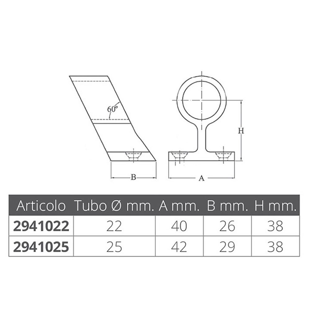 Купить Forniture nautiche italiane 2941025 Центральная опора поручня Серебристый Silver 25 mm  7ft.ru в интернет магазине Семь Футов