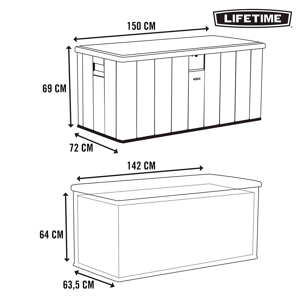 Купить Lifetime 92307 Ящик для хранения на открытом воздухе Серый Brown 150 x 72 x 69 cm 7ft.ru в интернет магазине Семь Футов