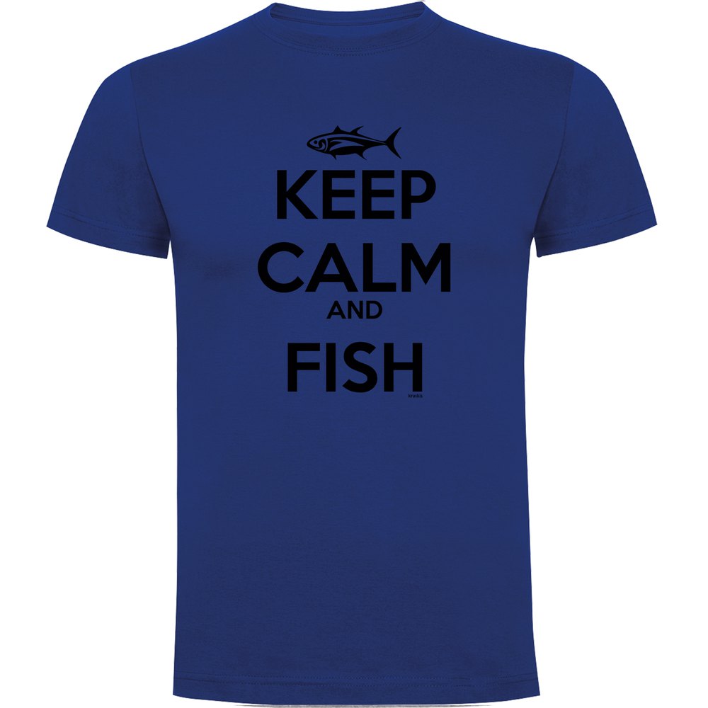 Купить Kruskis CA65500205S086 Футболка с коротким рукавом Keep Calm And Fish Голубой Royal Blue M 7ft.ru в интернет магазине Семь Футов