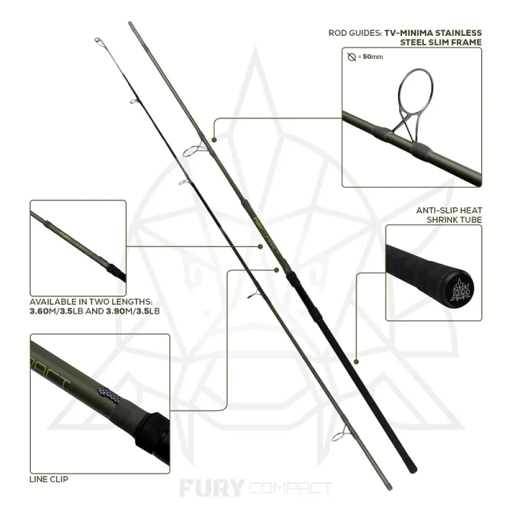Купить Golden catch g.carp 2039530 карповая удочка Fury Compact Green / Black 146x10x10 3.6 m 7ft.ru в интернет магазине Семь Футов