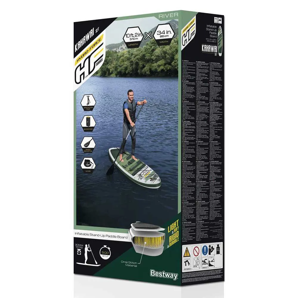 Купить Bestway 65308c Надувной комплект для падлбординга Hydro-Force Kahawai 10´2´´ White / Gren / Yellow 44x91x25 309.9 cm 7ft.ru в интернет магазине Семь Футов