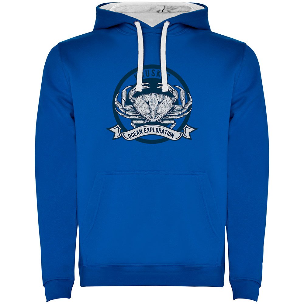 Купить Kruskis SU1067020501C054 Толстовка с капюшоном Crab Logo Two-Colour Голубой Royal Blue / White M 7ft.ru в интернет магазине Семь Футов