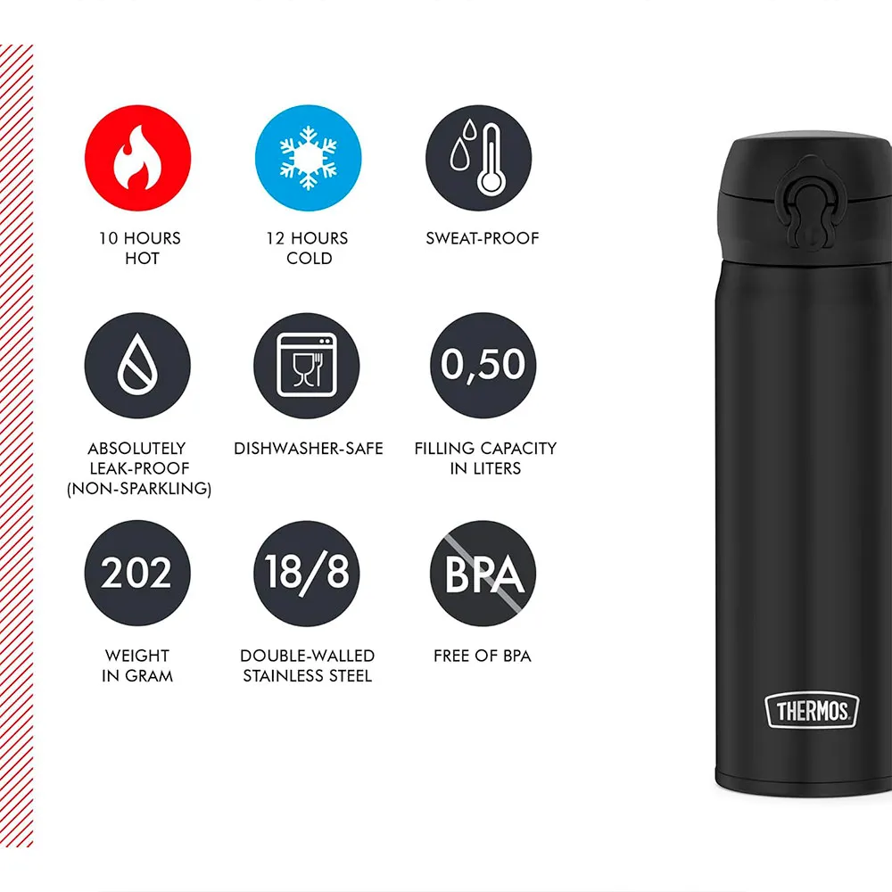 Купить Thermos 4035.232.050 термос Ultra Light 500ml Matt Charcoal Black 20x10x10 7ft.ru в интернет магазине Семь Футов