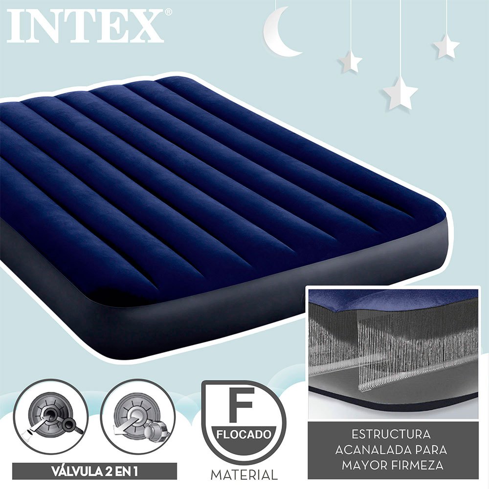 Купить Intex 64758 Dura-Beam Classic Downy Двойной матрас Голубой Blue 191 x 137 x 25 cm 7ft.ru в интернет магазине Семь Футов