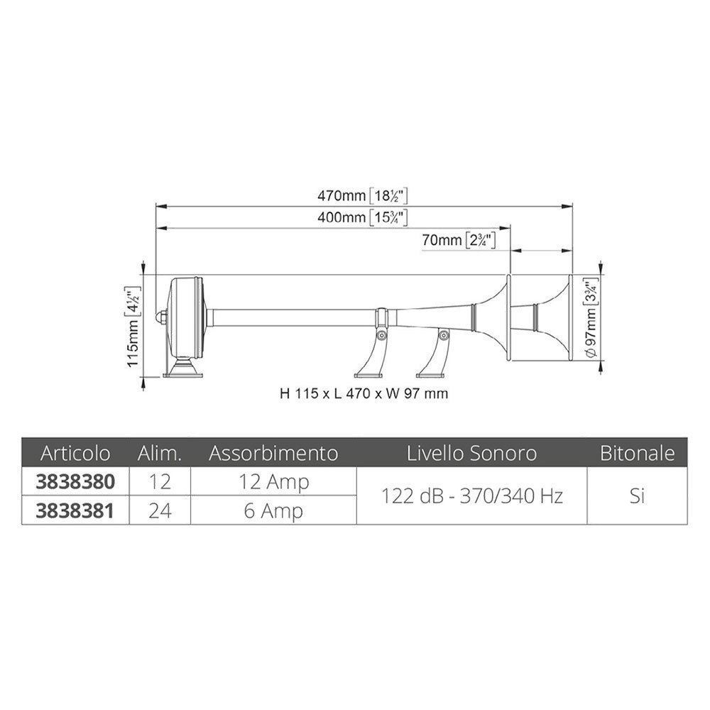 Купить Marco 3838380 12V Рог Серебристый  Silver 7ft.ru в интернет магазине Семь Футов