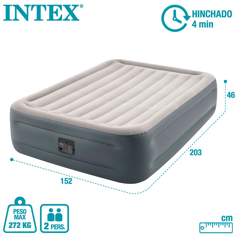 Купить Intex 64126 Essential Rest Двойной матрас Серый Grey 152 x 203 x 46 cm 7ft.ru в интернет магазине Семь Футов