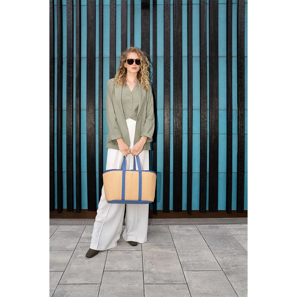Купить Reisenthel rst.uh4121 Мягкий переносной кулер Coolerbag Raffia Blue 45x25x25 7ft.ru в интернет магазине Семь Футов