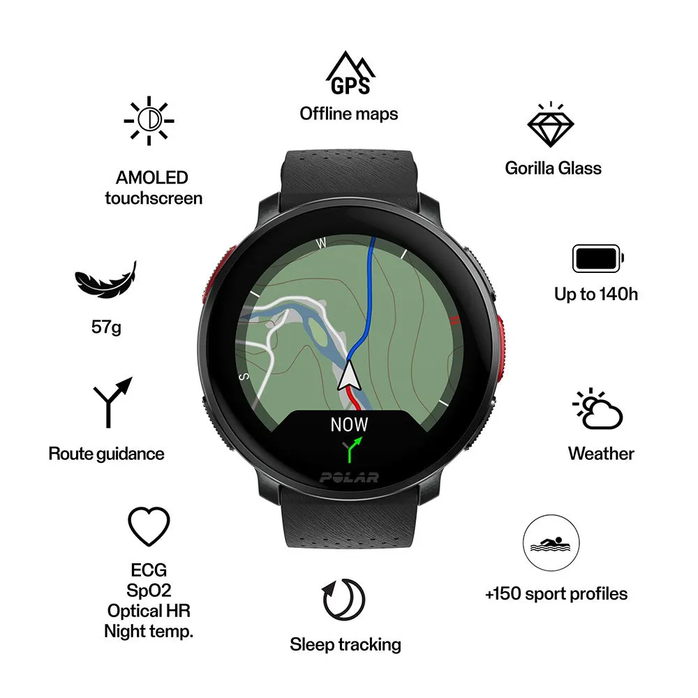 Купить Polar 900113026 Часы Vantage V3 + ремешок H&L Коричневый Black / Orange S-L 7ft.ru в интернет магазине Семь Футов