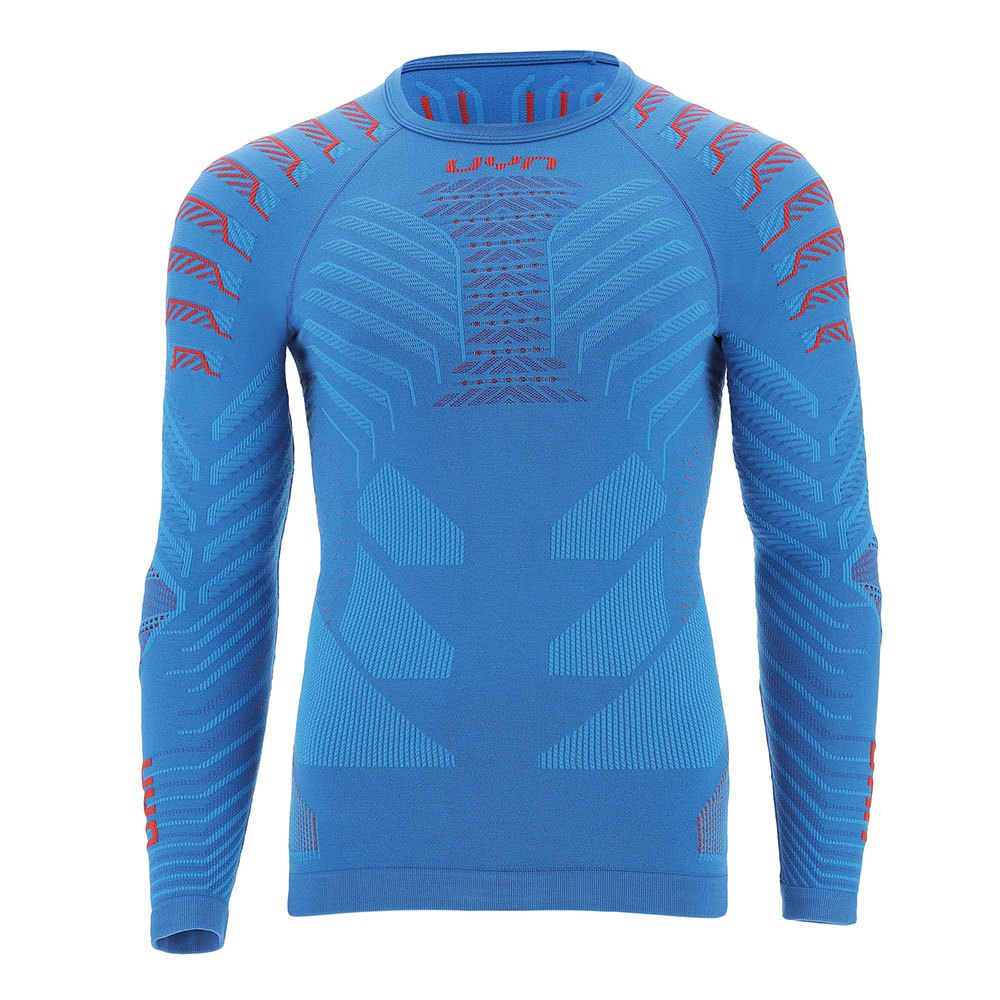 Купить UYN U100288-A135-L/XL Базовый слой с длинным рукавом Resilyon Round Neck Голубой Blue / Red L / XL 7ft.ru в интернет магазине Семь Футов