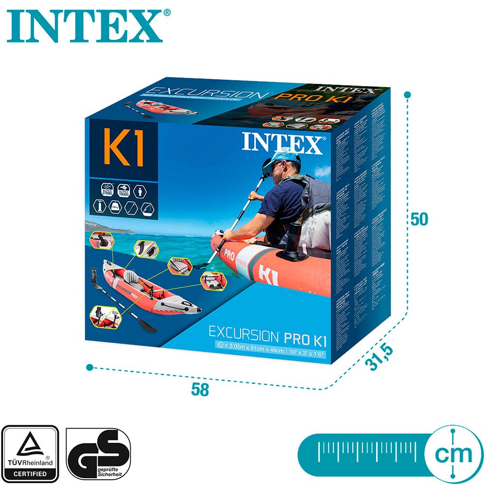 Купить Intex 68303 Excursion Pro K1 Надувной Каяк  Orange / Grey 305 x 91 cm 7ft.ru в интернет магазине Семь Футов
