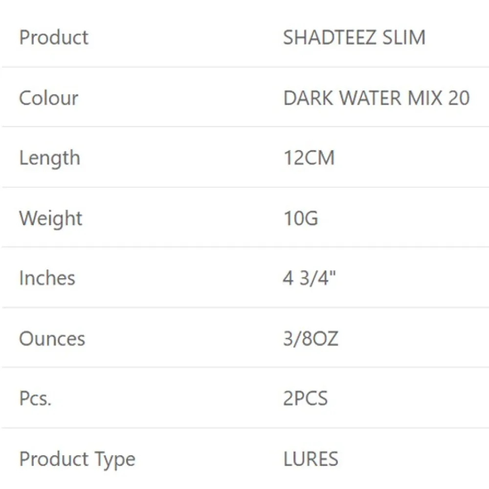 Купить Westin P022-1002-014-UNIT Мягкий приманка Shadteez Slim Dark Water Mix 10g 120 mm 2 Единицы 20 7ft.ru в интернет магазине Семь Футов