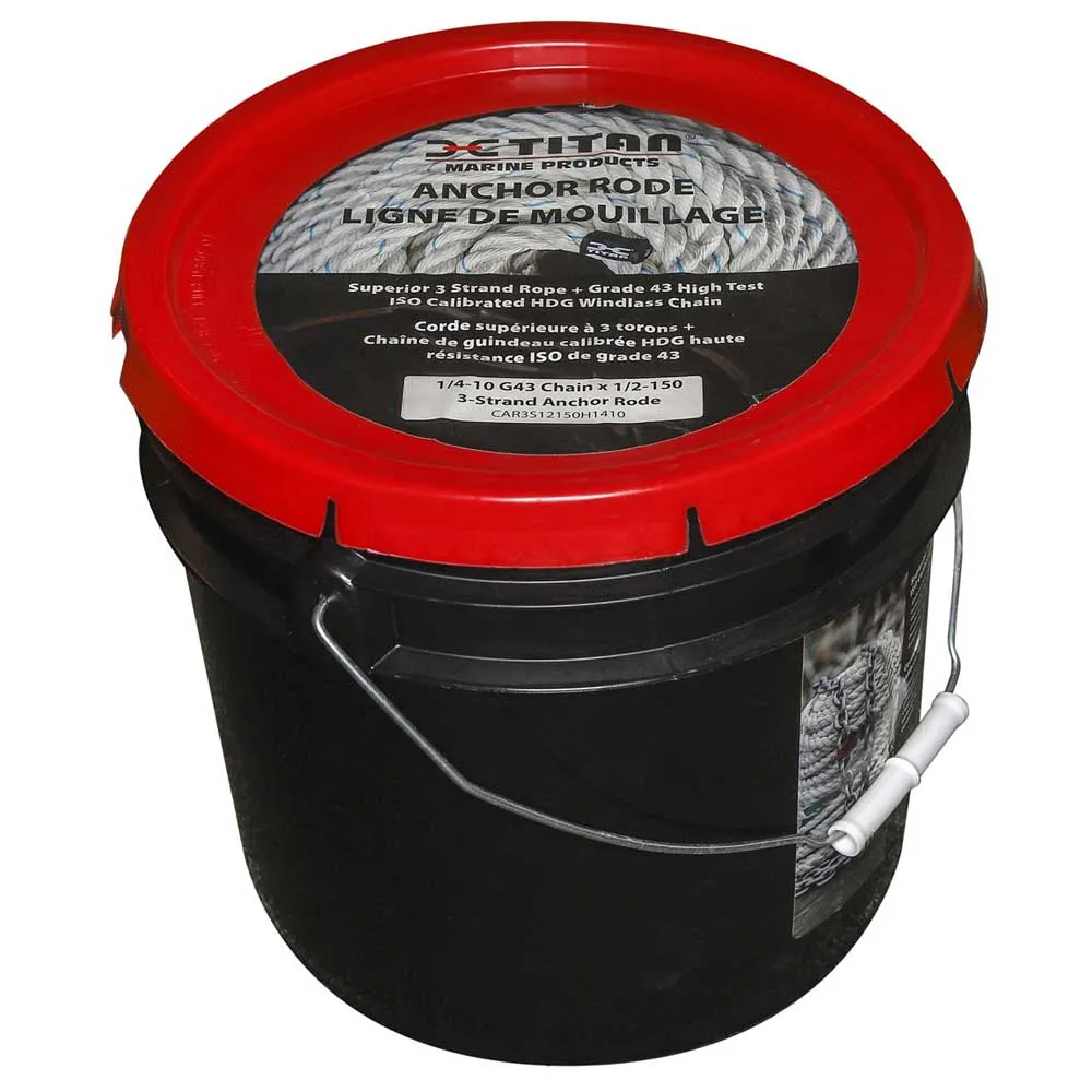 Купить Titan 491-car3s58200h5115 Трехпрядный трос с цепью 15.88 mm 61 m 7.93 mm 4.6 m White / Grey 40x30x25 7ft.ru в интернет магазине Семь Футов