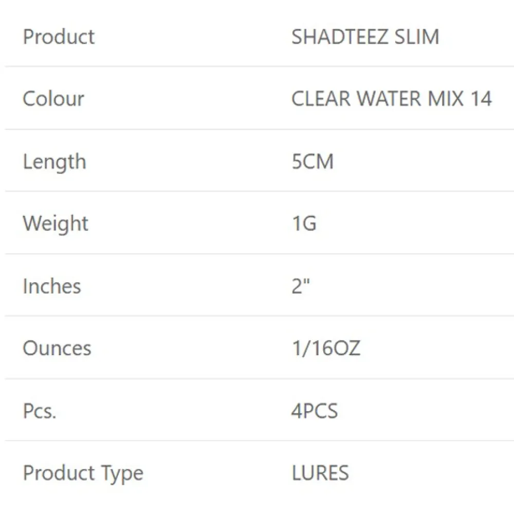 Купить Westin P226-1008-217-UNIT Мягкий приманка Shadteez Slim Clear Water Mix 1g 50 mm 4 Единицы 14 7ft.ru в интернет магазине Семь Футов
