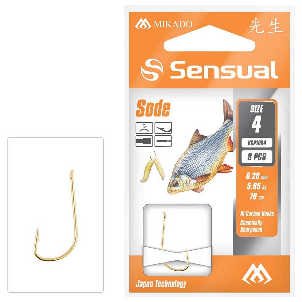 Купить Mikado HP1004-4G-020 Snelled Sensual Sode 0.200 mm Связанные Крючки Золотистый Gold 4 7ft.ru в интернет магазине Семь Футов