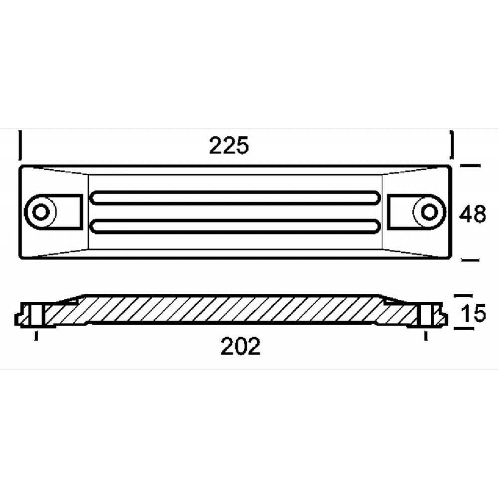 Купить Tecnoseal 2626954 75-225HP Цинковая пластина Анод  Silver 225 x 48 x 15 mm  7ft.ru в интернет магазине Семь Футов