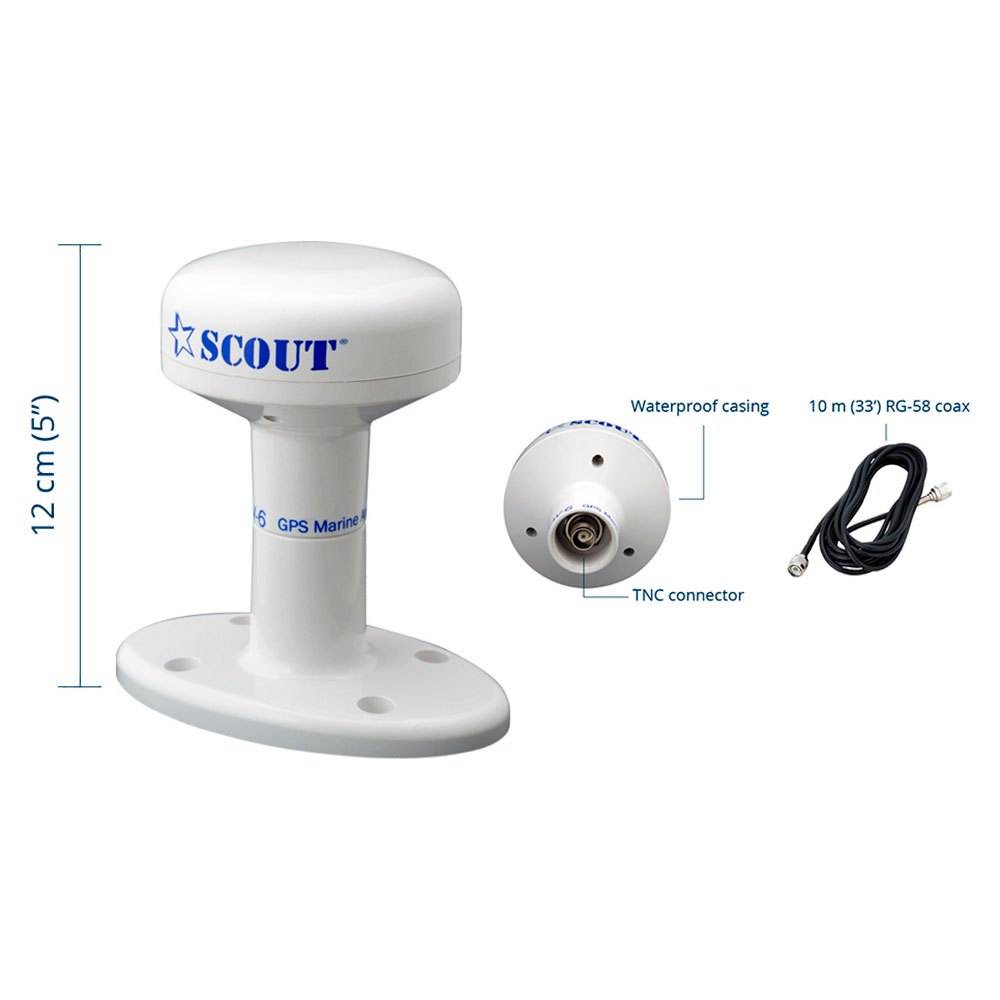 Купить Scout telecomunicazioni 5656800 NAV-6 50 Каналы GPS Антенна Бесцветный White 7ft.ru в интернет магазине Семь Футов