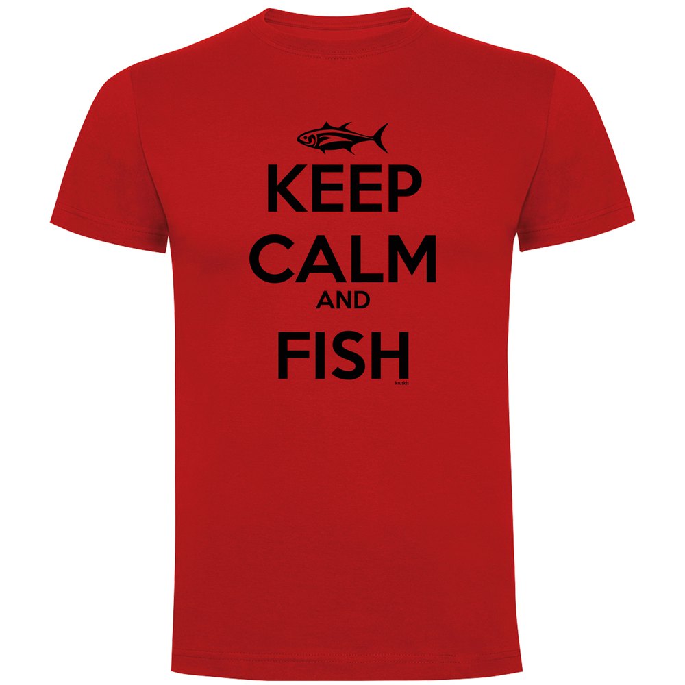 Купить Kruskis CA65500360S086 Футболка с коротким рукавом Keep Calm And Fish Красный Red L 7ft.ru в интернет магазине Семь Футов