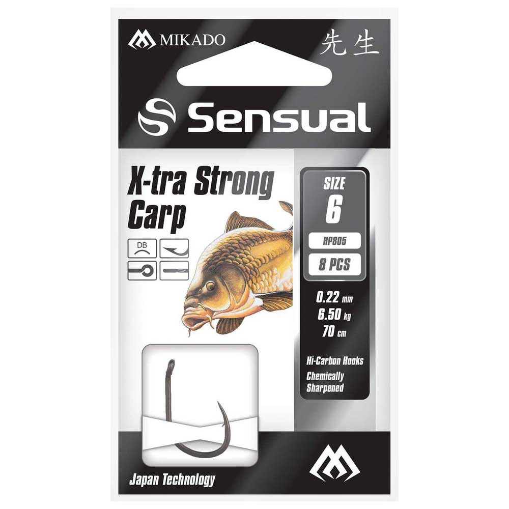 Купить Mikado HP805-12DB-018 Snelled Sensual X-Tra Strong Carp 0.180 mm Связанные Крючки Серебристый 12 7ft.ru в интернет магазине Семь Футов