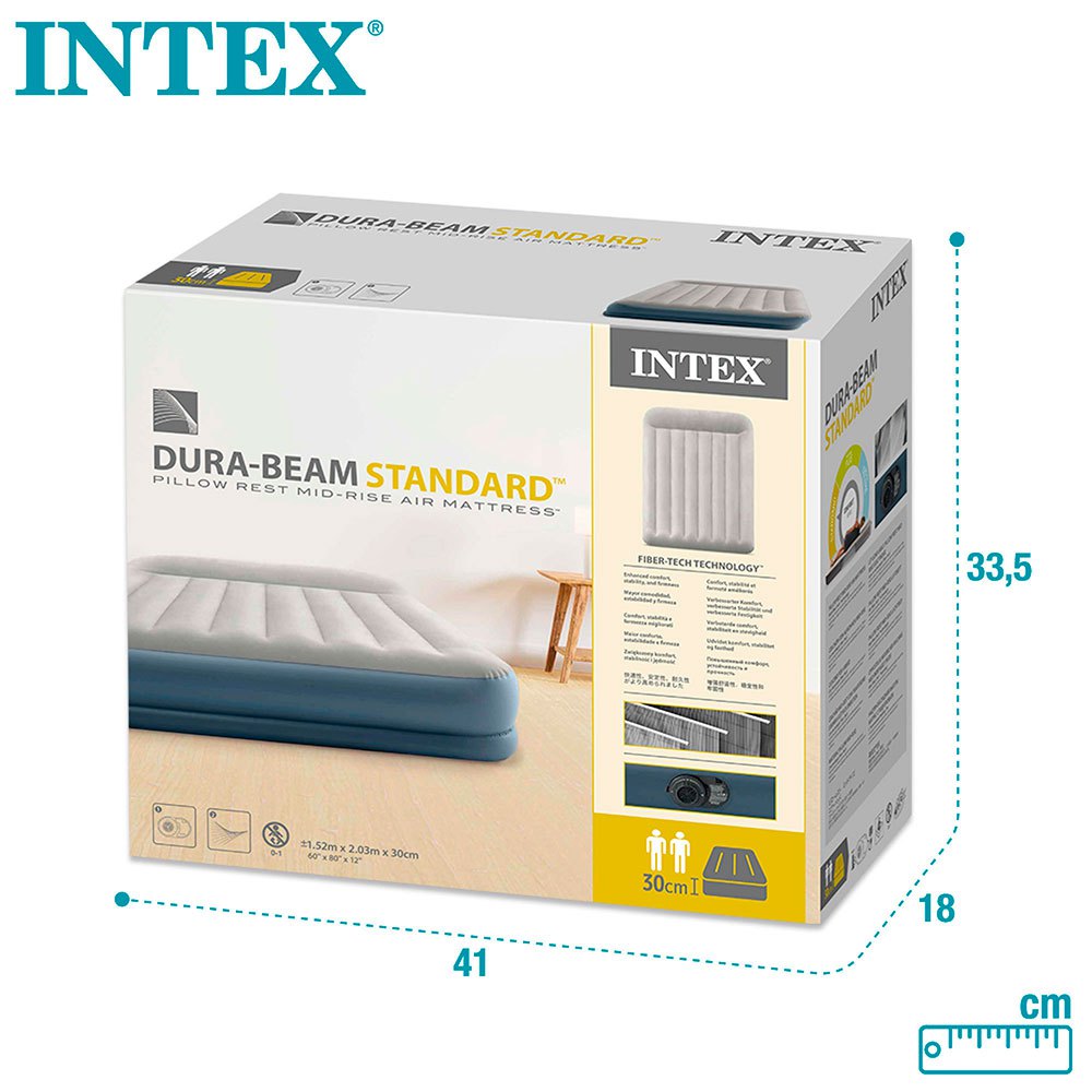 Купить Intex 64118 Standard Pillow Rest Midrise Матрас Серый Grey 152 x 203 x 30 cm 7ft.ru в интернет магазине Семь Футов