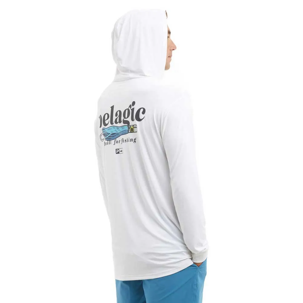 Купить Pelagic 1015243007-WHT-M Футболка с длинным рукавом с защитой от ультрафиолета Aquatek Hood Built For Trollin White M 7ft.ru в интернет магазине Семь Футов