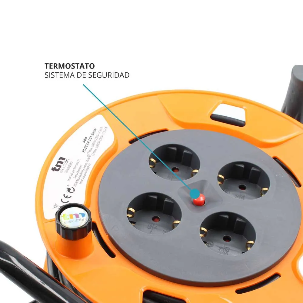 Купить Tm electron TMUAD250 Катушка для кабеля 4 розетки 50 m Золотистый Orange  Techinn 7ft.ru в интернет магазине Семь Футов