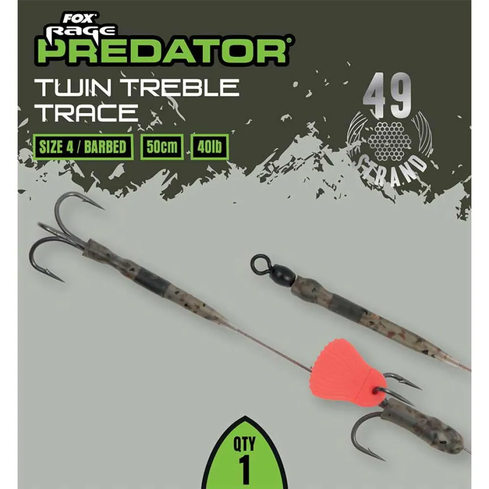 Купить Fox rage FRR023-UNIT связанный крючок Predator Twin 52 cm Silver 8 7ft.ru в интернет магазине Семь Футов