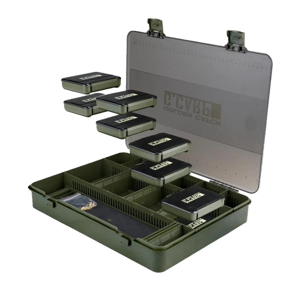 Купить Golden catch g.carp 1339227 Коробка для снастей Multi XL Set Dark Green 40x32x8 38 x 30 x 5.5 cm 7ft.ru в интернет магазине Семь Футов