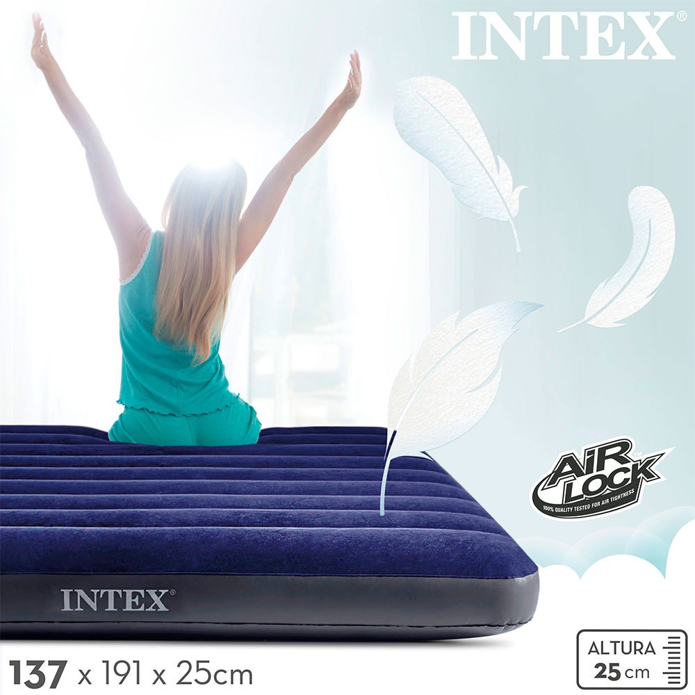 Купить Intex 64758 Dura-Beam Classic Downy Двойной матрас Голубой Blue 191 x 137 x 25 cm 7ft.ru в интернет магазине Семь Футов