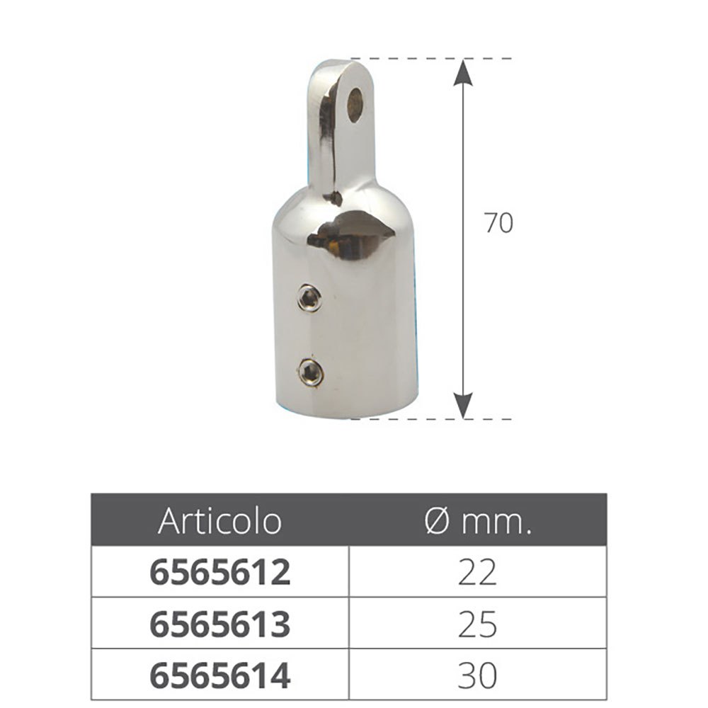 Купить Forniture nautiche italiane 6565613 Торцевая крышка из нержавеющей стали с двумя фиксирующими зернами Серебристый Silver 25 mm  7ft.ru в интернет магазине Семь Футов