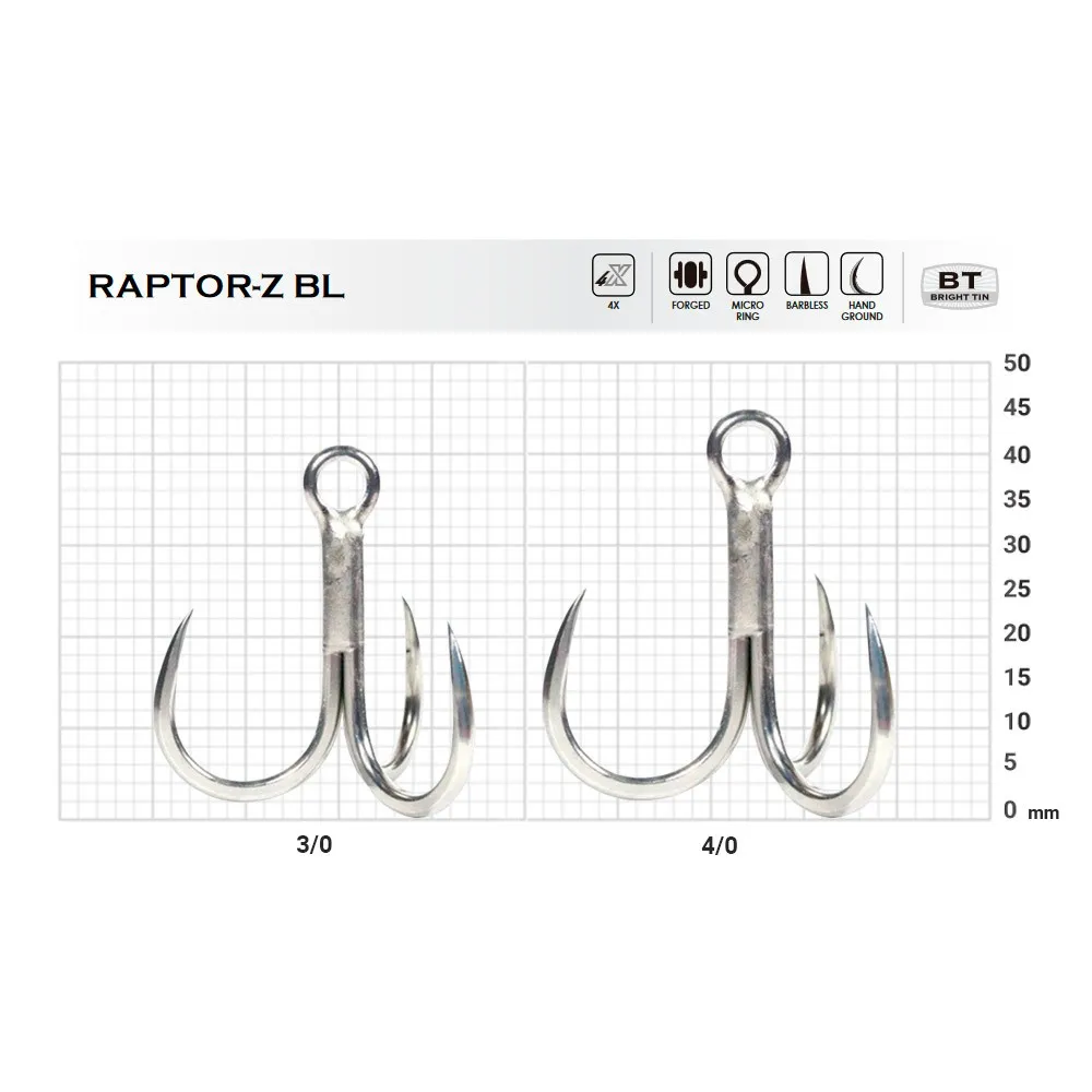 Купить BKK AKET6821 тройной крючок Raptor Z BL  Silver 3/0 7ft.ru в интернет магазине Семь Футов