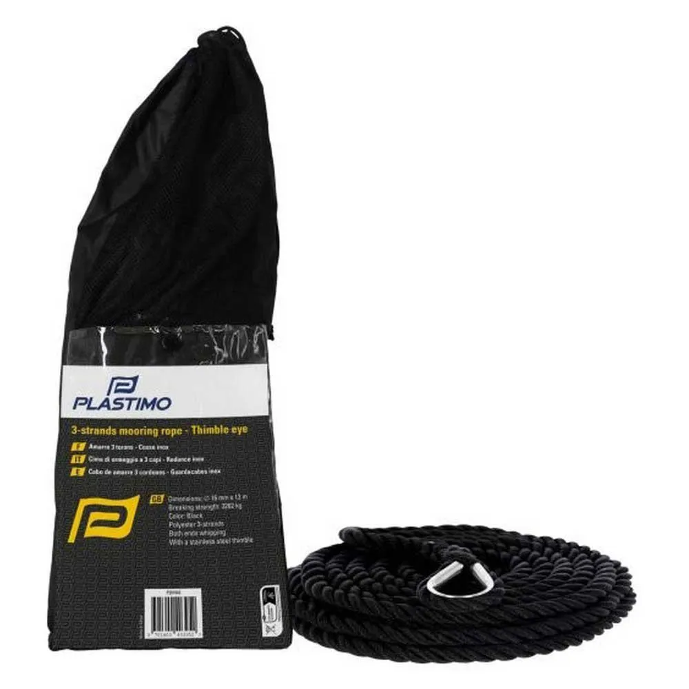 Купить Plastimo P201833 Комплект швартовного троса из 3 прядей с коушем 8 m Black 10 mm 7ft.ru в интернет магазине Семь Футов